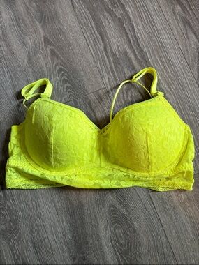Lace push-up Bralette in Neon Yellow XL